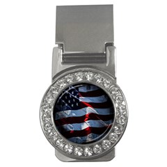 Grunge American Flag Background Money Clips (cz)  by Simbadda