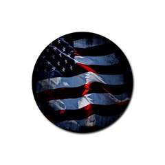 Grunge American Flag Background Rubber Coaster (round)  by Simbadda