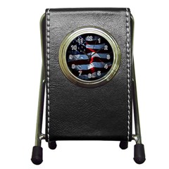 Grunge American Flag Background Pen Holder Desk Clocks by Simbadda