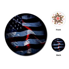 Grunge American Flag Background Playing Cards (round)  by Simbadda