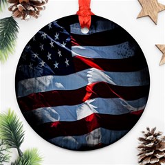 Grunge American Flag Background Round Ornament (two Sides) by Simbadda