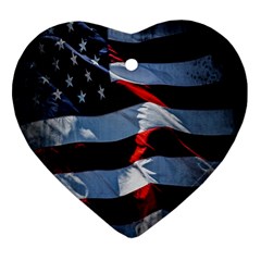 Grunge American Flag Background Heart Ornament (two Sides) by Simbadda