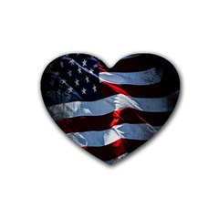 Grunge American Flag Background Rubber Coaster (heart)  by Simbadda