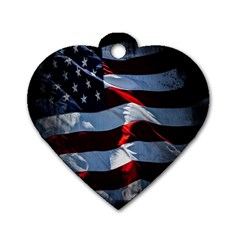 Grunge American Flag Background Dog Tag Heart (two Sides) by Simbadda