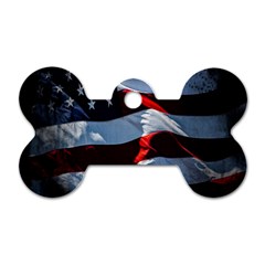 Grunge American Flag Background Dog Tag Bone (one Side) by Simbadda