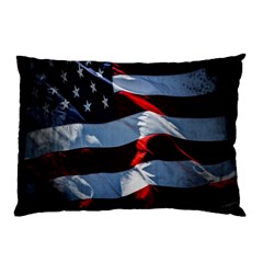 Grunge American Flag Background Pillow Case by Simbadda