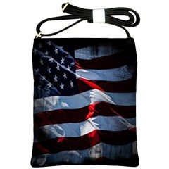 Grunge American Flag Background Shoulder Sling Bags by Simbadda