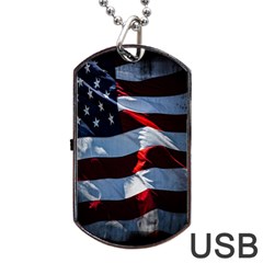 Grunge American Flag Background Dog Tag Usb Flash (two Sides) by Simbadda