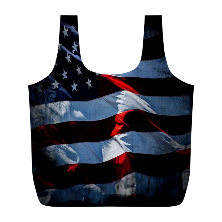 Grunge American Flag Background Full Print Recycle Bags (L) 