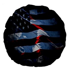 Grunge American Flag Background Large 18  Premium Flano Round Cushions by Simbadda