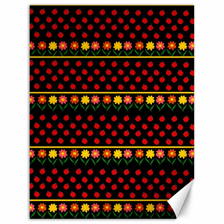 Ladybugs and flowers Canvas 18  x 24  