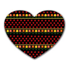 Ladybugs And Flowers Heart Mousepads by Valentinaart