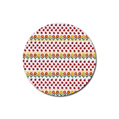 Ladybugs And Flowers Rubber Coaster (round)  by Valentinaart