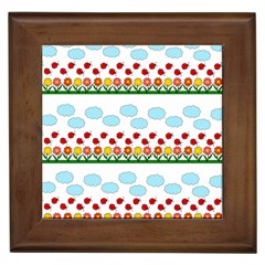 Ladybugs And Flowers Framed Tiles by Valentinaart