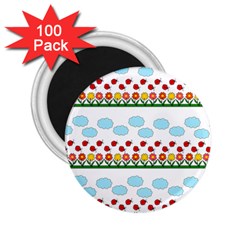 Ladybugs And Flowers 2 25  Magnets (100 Pack)  by Valentinaart