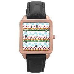 Ladybugs And Flowers Rose Gold Leather Watch  by Valentinaart