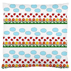 Ladybugs And Flowers Large Flano Cushion Case (two Sides) by Valentinaart