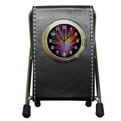 Fractal In Many Different Colours Pen Holder Desk Clocks by Simbadda