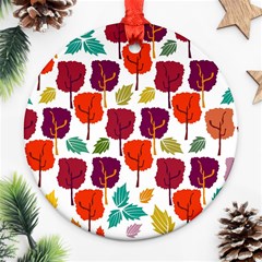 Colorful Trees Background Pattern Ornament (round) by Simbadda