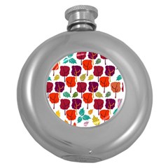 Colorful Trees Background Pattern Round Hip Flask (5 Oz) by Simbadda