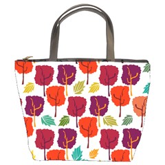 Colorful Trees Background Pattern Bucket Bags by Simbadda