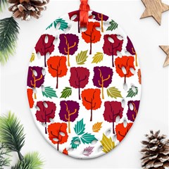 Colorful Trees Background Pattern Ornament (oval Filigree)