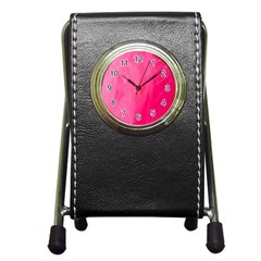 Very Pink Feather Pen Holder Desk Clocks by Simbadda