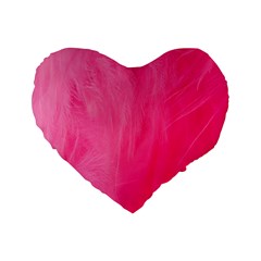 Very Pink Feather Standard 16  Premium Heart Shape Cushions by Simbadda