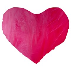 Very Pink Feather Large 19  Premium Heart Shape Cushions by Simbadda