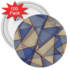 Blue And Tan Triangles Intertwine Together To Create An Abstract Background 3  Buttons (100 Pack)  by Simbadda