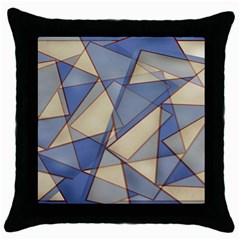 Blue And Tan Triangles Intertwine Together To Create An Abstract Background Throw Pillow Case (black) by Simbadda