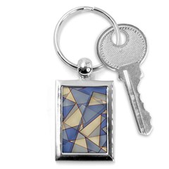 Blue And Tan Triangles Intertwine Together To Create An Abstract Background Key Chains (rectangle)  by Simbadda