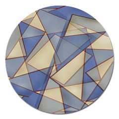 Blue And Tan Triangles Intertwine Together To Create An Abstract Background Magnet 5  (round) by Simbadda