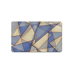 Blue And Tan Triangles Intertwine Together To Create An Abstract Background Magnet (name Card) by Simbadda