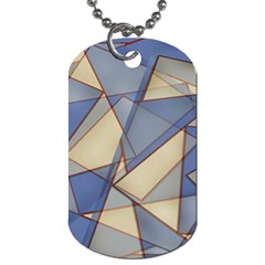 Blue And Tan Triangles Intertwine Together To Create An Abstract Background Dog Tag (one Side) by Simbadda