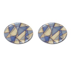 Blue And Tan Triangles Intertwine Together To Create An Abstract Background Cufflinks (oval) by Simbadda