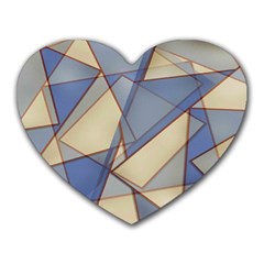 Blue And Tan Triangles Intertwine Together To Create An Abstract Background Heart Mousepads by Simbadda