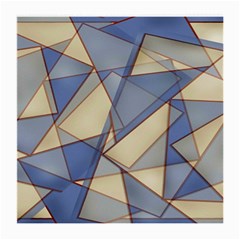 Blue And Tan Triangles Intertwine Together To Create An Abstract Background Medium Glasses Cloth by Simbadda