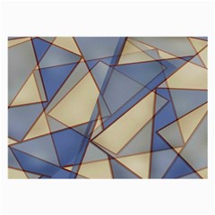 Blue And Tan Triangles Intertwine Together To Create An Abstract Background Large Glasses Cloth by Simbadda