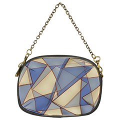 Blue And Tan Triangles Intertwine Together To Create An Abstract Background Chain Purses (one Side)  by Simbadda