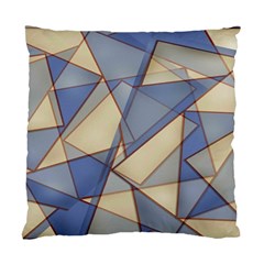 Blue And Tan Triangles Intertwine Together To Create An Abstract Background Standard Cushion Case (two Sides) by Simbadda