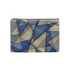 Blue And Tan Triangles Intertwine Together To Create An Abstract Background Cosmetic Bag (medium)  by Simbadda