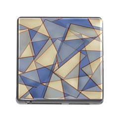 Blue And Tan Triangles Intertwine Together To Create An Abstract Background Memory Card Reader (square) by Simbadda