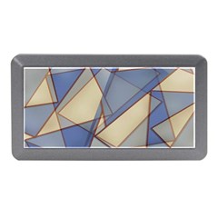 Blue And Tan Triangles Intertwine Together To Create An Abstract Background Memory Card Reader (mini) by Simbadda