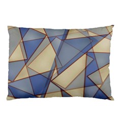 Blue And Tan Triangles Intertwine Together To Create An Abstract Background Pillow Case (two Sides) by Simbadda