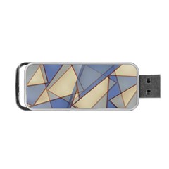 Blue And Tan Triangles Intertwine Together To Create An Abstract Background Portable Usb Flash (one Side) by Simbadda