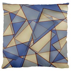 Blue And Tan Triangles Intertwine Together To Create An Abstract Background Standard Flano Cushion Case (one Side) by Simbadda