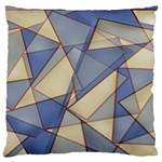 Blue And Tan Triangles Intertwine Together To Create An Abstract Background Large Flano Cushion Case (One Side) Front