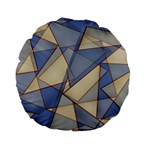 Blue And Tan Triangles Intertwine Together To Create An Abstract Background Standard 15  Premium Flano Round Cushions Front