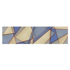 Blue And Tan Triangles Intertwine Together To Create An Abstract Background Satin Scarf (oblong) by Simbadda